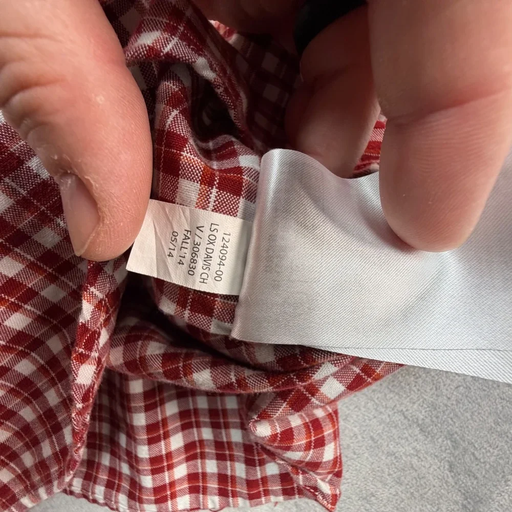 Banana Republic Button Down Men Large Red Gingham Plaid Long Sleeve Shirt